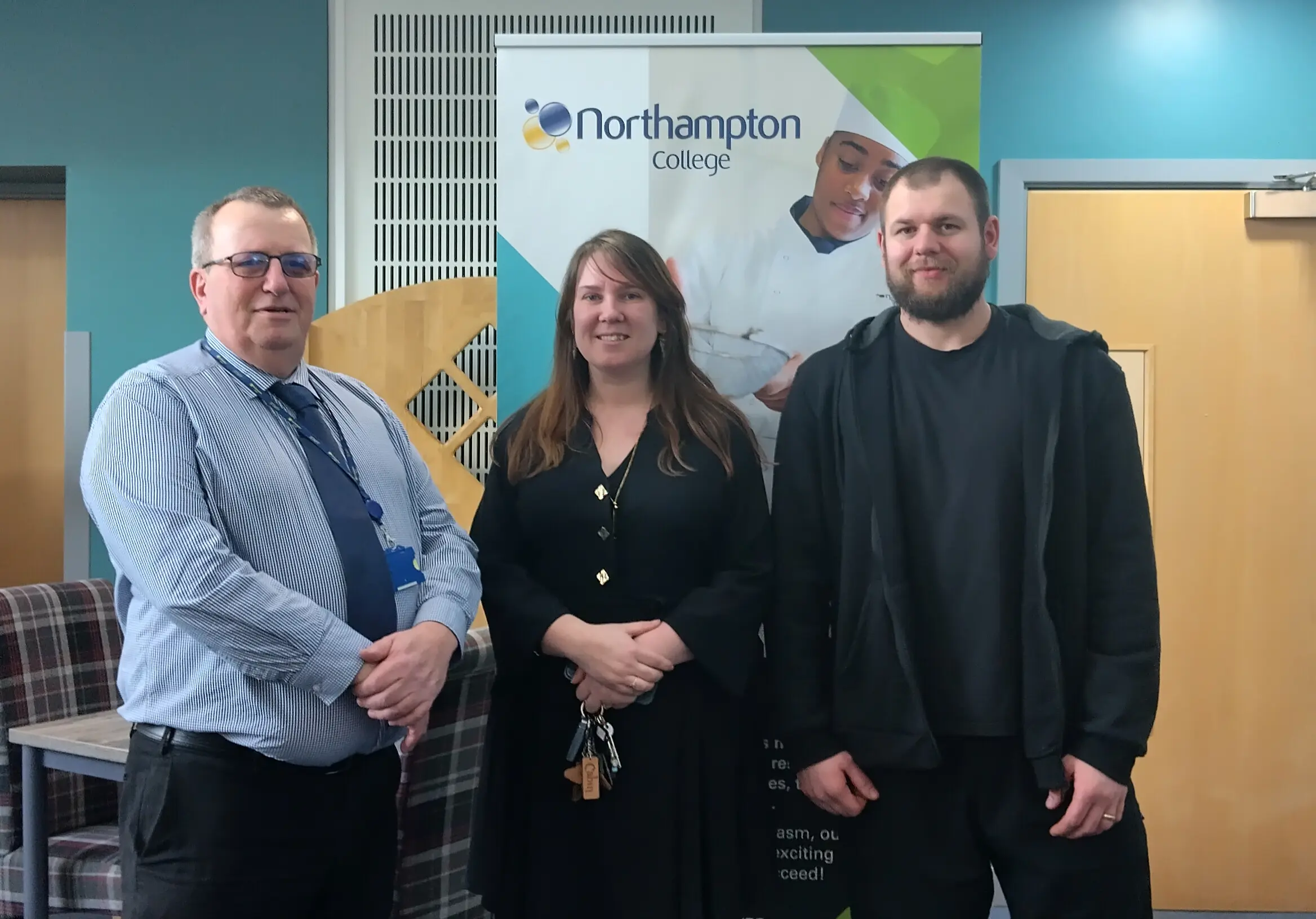 Phil Martin with Amanda Nichols-Polinski and Delapre Abbey Head Chef Bart Polinski